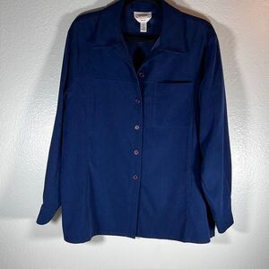 Talbots Women's Stretch Button Up Long Sleeve Blouse Royal Blue Size Small